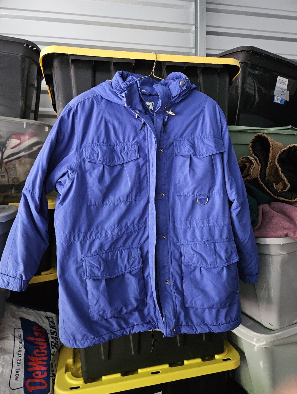 LL Bean Jacket Blue Insulated Hooded Full Zip Heavy Long Sleeve Womens Size Xl